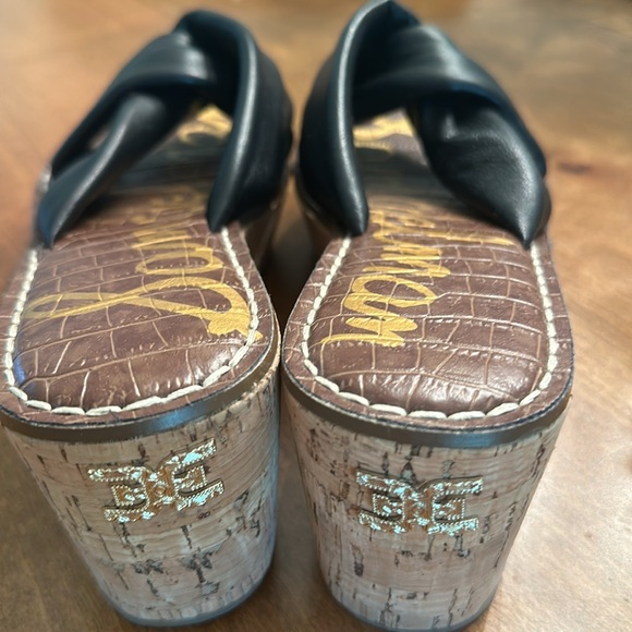 Sam Edelman sz 7 Women's Ramsey Leather Platform Wedge Slides, (Black) - Picture 5 of 6